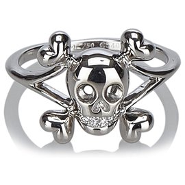 Dior-Dior Silver Tete de Mort Diamond Ring-Silvery
