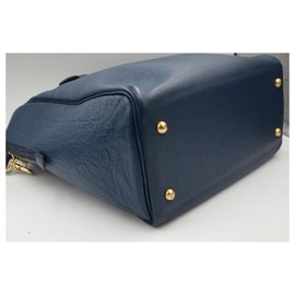 Hermès-Hermes men handbag in blue leather-Blue