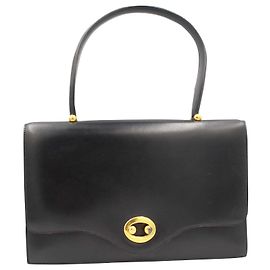 Hermès Bolsa Hermes Vintage Boutonnière em couro preto Preto