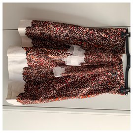 Salvatore Ferragamo-Falda asimétrica de tafetán de seda estampada-Multicolor