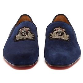 Mocassini CHRISTIAN LOUBOUTIN Mocassini scamosciati blu notte T42,5 Blu navy Blu scuro