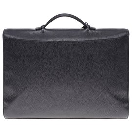 Hermès-Superb black Togo leather dispatch bag, palladium metal trim in very good condition-Black