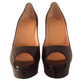 Christian Louboutin Lady Peep black patent leather heels Black