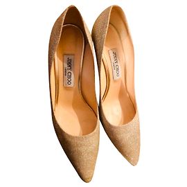 Jimmy Choo Romy 85 Golden Sequins Leather Pumps Golden