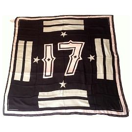 GIVENCHY écharpe Cachemire et Soie Noir Blanc Vert clair