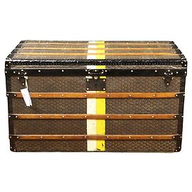 Tronco grande e raro grande Courier Goyard in tela chevron! Marrone