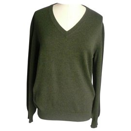 Hermès-HERMES V-neck sweater forest green NEW NEVER MEN'S Wearing TS-Dark green