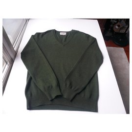 Hermès-HERMES V-neck sweater forest green NEW NEVER MEN'S Wearing TS-Dark green