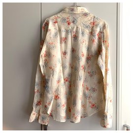 Ralph Lauren-Camisa de gasa de algodón floral-Beige
