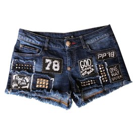 Philipp Plein-Jeans court-Bleu foncé