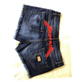 Philipp Plein-Jeans curtos-Azul escuro