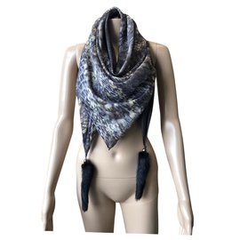 Philipp Plein-Silk and fur scarf-Multiple colors