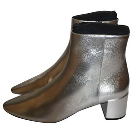 Saint Laurent-Saint Laurent LouLou 50 Ankle boots-Silvery