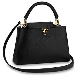 Louis Vuitton Capucines BB leather handbag black Black