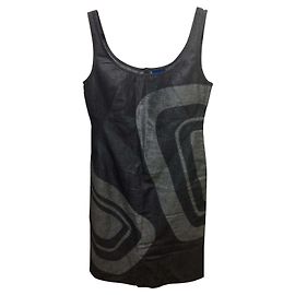 Abito Kenzo Patchwork Geometrico Cotone Lino Grigio Grigio Grigio antracite