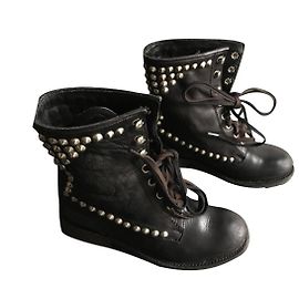 Botas Ash Rivet em couro preto Preto