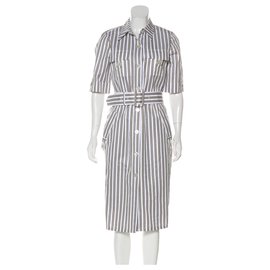 Derek Lam Robe chemise utilitaire Blanc Beige Gris anthracite