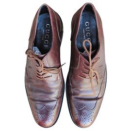 Gucci Wingtip Derbies Dark Brown Leather 42 IT Dark brown