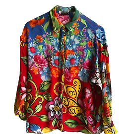 Chemise Gianni Versace à Imprimé Fleurs Multicolore