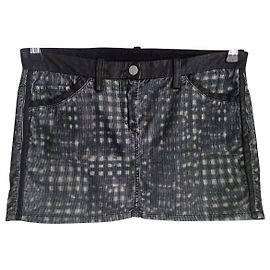 Isabel Marant Etoile Minirock Leder und Cord Anthrazitgrau