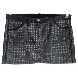 Isabel Marant Etoile-Miniskirt leather  and cordury-Dark grey