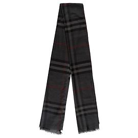 Sciarpa Burberry grigia in seta e lana Grigio