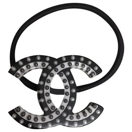 Chanel-Elastisches Stirnband für Haare-Schwarz,Weiß