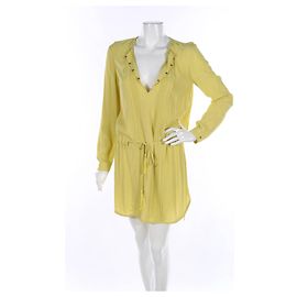Vestido amarelo de seda e rayon Diane Von Furstenberg Amarelo