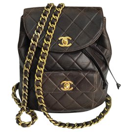 Chanel-Mochila icônica Duma Brown Vintage-Marrom,Castanho escuro
