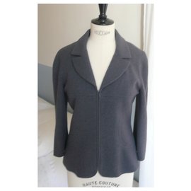 Chanel-CHANEL Dark gray tweed jacket T38-Grey