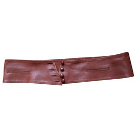 Chloé-Large ceinture cuir camel.-Caramel