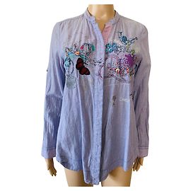 Top de algodão azul Desigual Tamanho S Azul