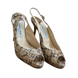 Jimmy Choo-Pyton natural colour heels-Python print