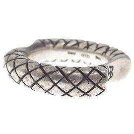 Bottega Veneta Silver Intrecciato Silver Ring Silvery