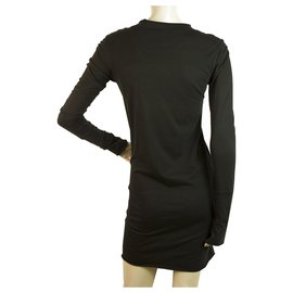 Autre Marque-Barbara I Gongini Black Long Sleeves Mini Length Cotton Modal Dress-Black