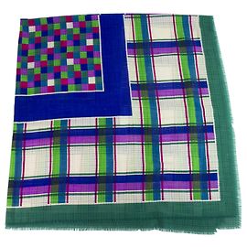 Sciarpa Yves Saint Laurent extra large in seta quadrata con motivo check in pashmina multicolor Multicolore