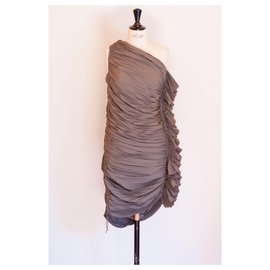 Lanvin-Pleated dress-Khaki