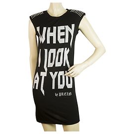 Philipp Plein noir mini-robe sans manches "Quand je te regarde" embellie sz M Noir