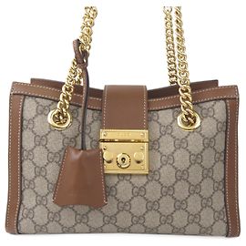 Borsa tote lucchetto GG Supreme piccola marrone Gucci Marrone Beige