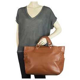 Celine Daoust Vintage Celine Boogie Extra Tall & Large en cuir marron clair cabas sac à main Marron
