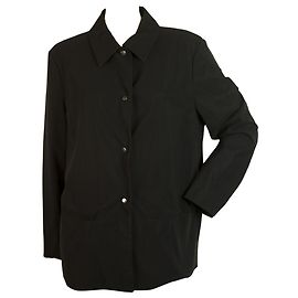 Laurèl Laurel Jeans Black Mesh Lined Fabric Button Front Lightweight Jacket size 40 Black