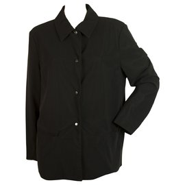 Laurèl-Laurel Jeans Botón de tela forrada de malla negra Frente Talla de chaqueta ligera 40-Negro