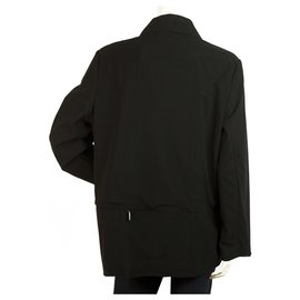Laurèl-Laurel Jeans Black Mesh Lined Fabric Button Front Lightweight Jacket size 40-Black