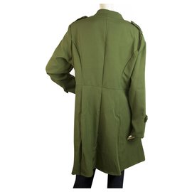 Autre Marque-Rose Gal Khaki Exército Verde Militar Zipper Frente Midi Casaco leve 4XL-Verde oliva