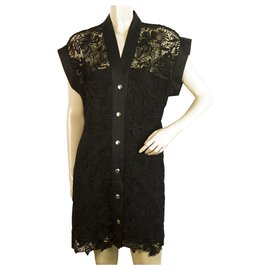 Autre Marque-Twenty 29 Mini Black Lace w. Snap Buttons Sleeveless Mini Dress Size S-Black