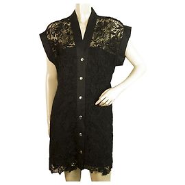 Autre Marque Vingt 29 Mini dentelle noire avec. Boutons pression Mini robe sans manches Taille S Noir