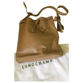 Borsa a secchiello Longchamp in pelle beige Beige