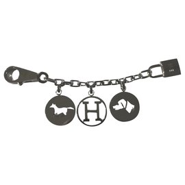 Hermès-Hermes Palladium Breloque Taschenanhänger-Silber