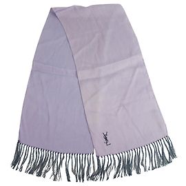 Lenço Yves Saint Laurent Vintage roxo longo retangular seda Rayon com franjas Roxo