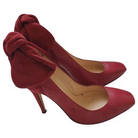 Carven-Red leather heels-Red